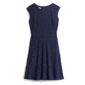 Wisp Women’s Short Sleeve Knee Length Navy Lace Detailed Dress Size 6